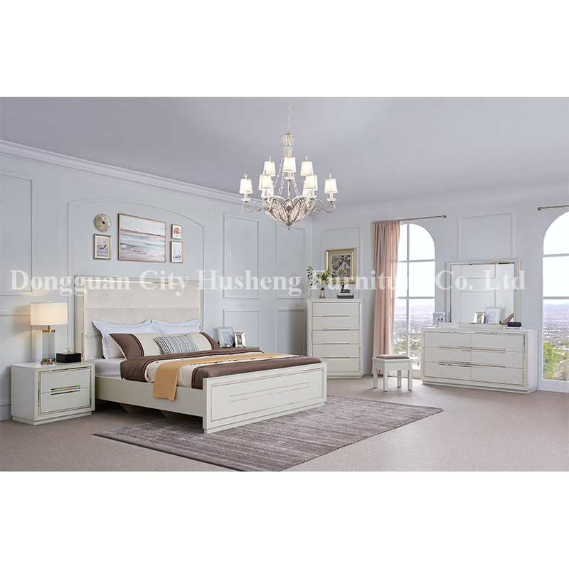 Modern Elegant Bedroom Set επίπλωση με ψηλή άσπρη γυαλιστερή ζωγραφική